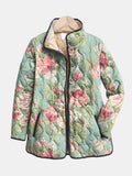Hazel - Women's Quilted Floral Jacket with Hood