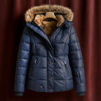 Hazel - Women's Quilted Puffer Jacket with Faux-Fur Hood