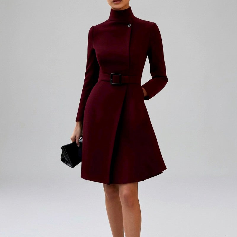 Honey - Women's Turtleneck Long Sleeve Belted  Casual Dress 2