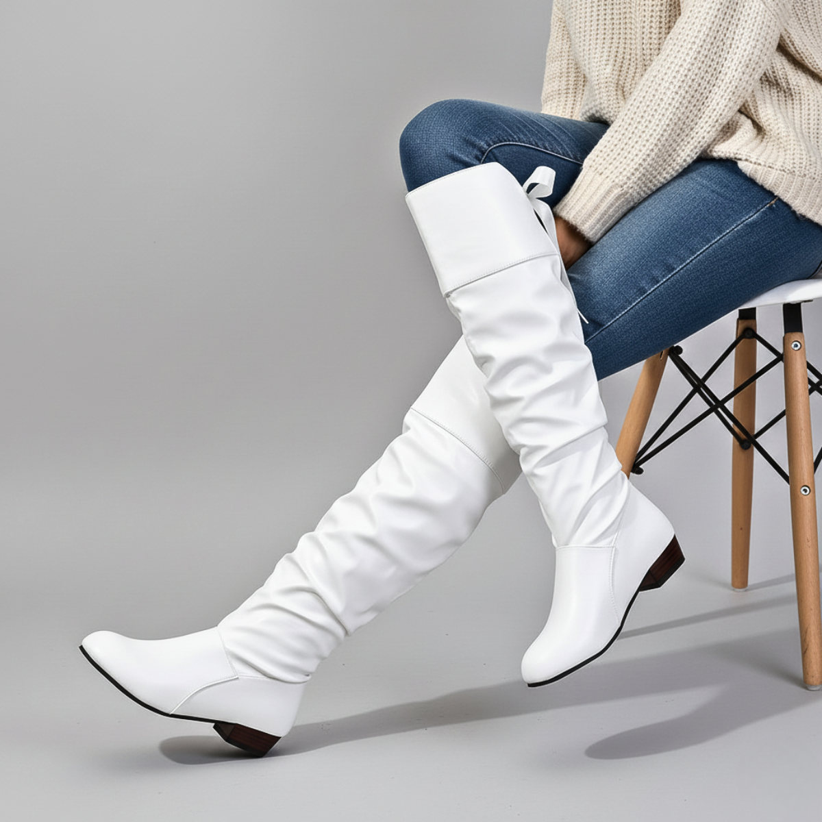 Idris - Women's  Slouch Knee-High Boots with Tapered Toe