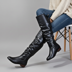 Idris - Women's  Slouch Knee-High Boots with Tapered Toe