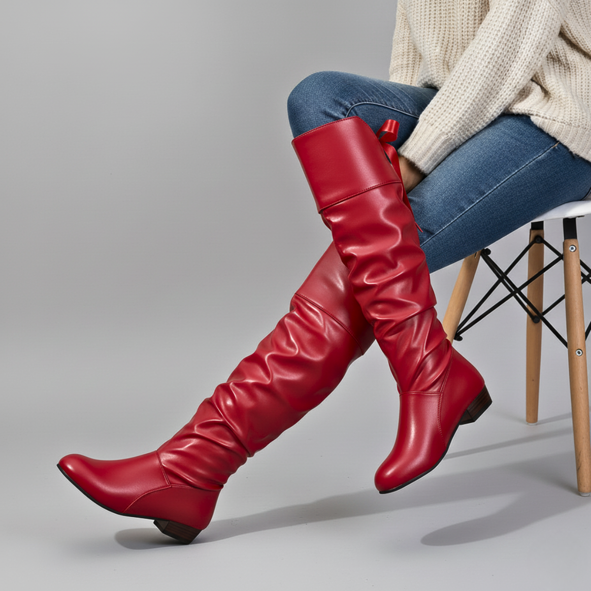 Idris - Women's  Slouch Knee-High Boots with Tapered Toe