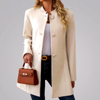 Inara - Women's Stand-Collar Button-Front Longline Coat 1