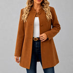 Inara - Women's Stand-Collar Button-Front Longline Coat 2