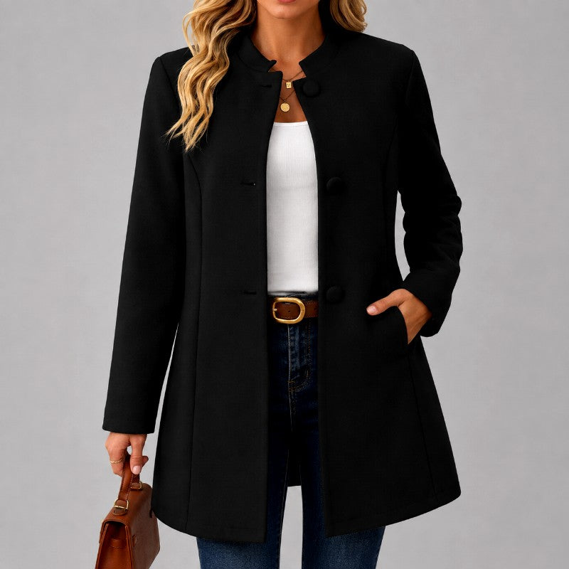 Inara - Women's Stand-Collar Button-Front Longline Coat 3