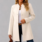 Inara - Women's Stand-Collar Button-Front Longline Coat 6