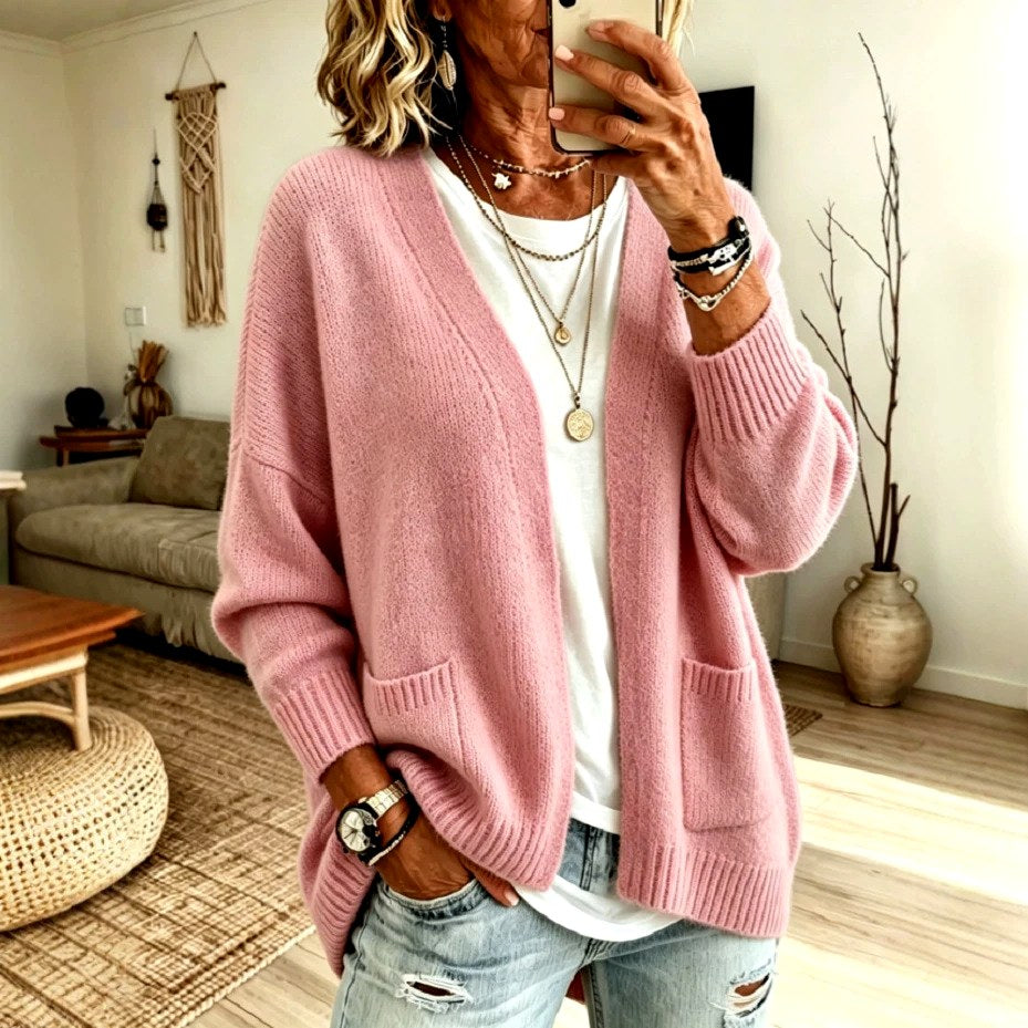 Inga - Women's Oversized Open Front Knit Cardigan 1
