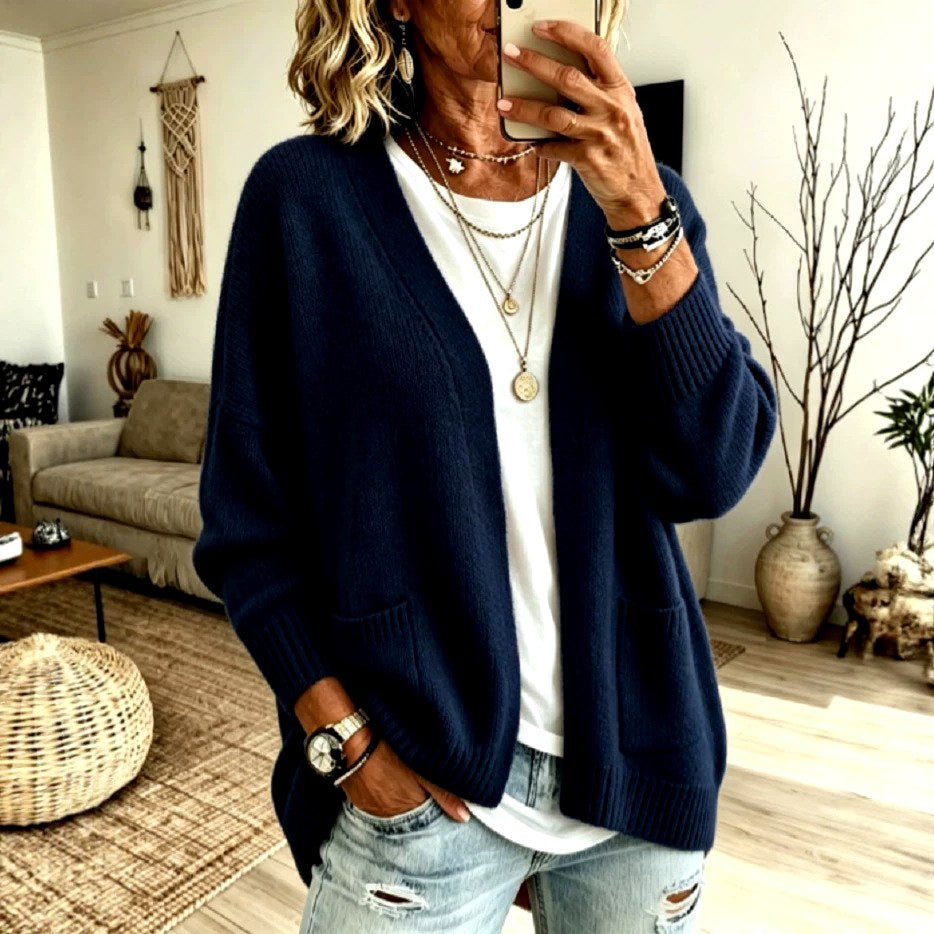 Inga - Women's Oversized Open Front Knit Cardigan 2
