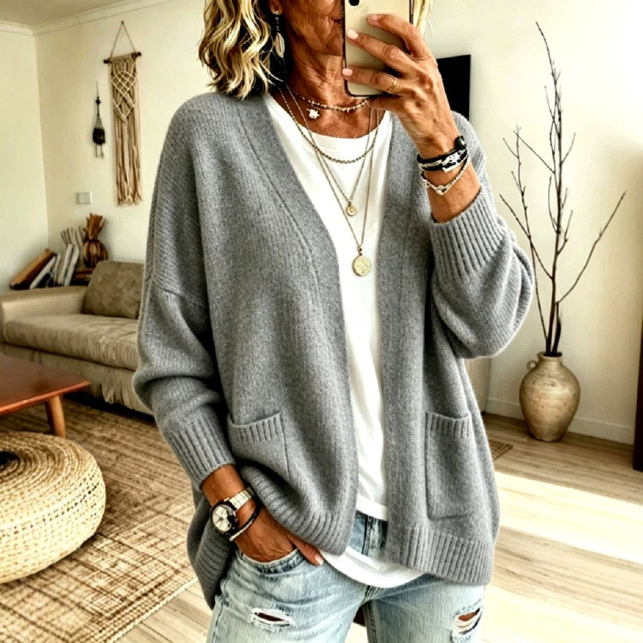Inga - Women's Oversized Open Front Knit Cardigan 3