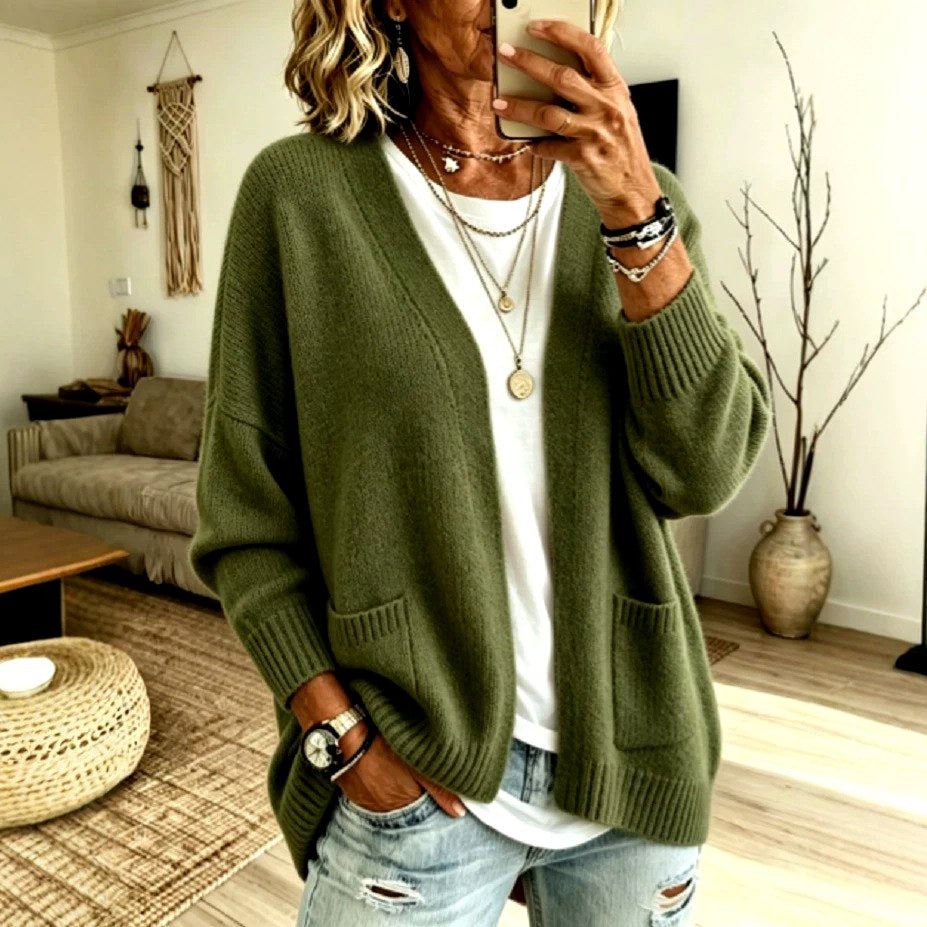 Inga - Women's Oversized Open Front Knit Cardigan 4