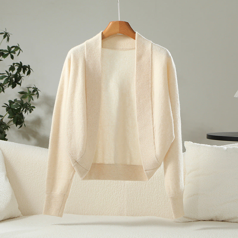 Inga - Women's Wool Shawl Collar Batwing Cardigan 1