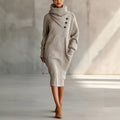 Iona - Women's Cowl Neck Ribbed Knit Dress 1
