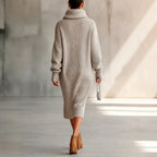Iona - Women's Cowl Neck Ribbed Knit Dress 3