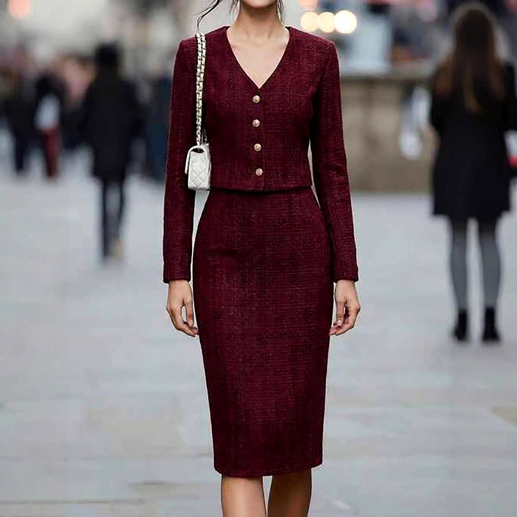 Ira - Women's Tailored Tweed Skirt Set 3
