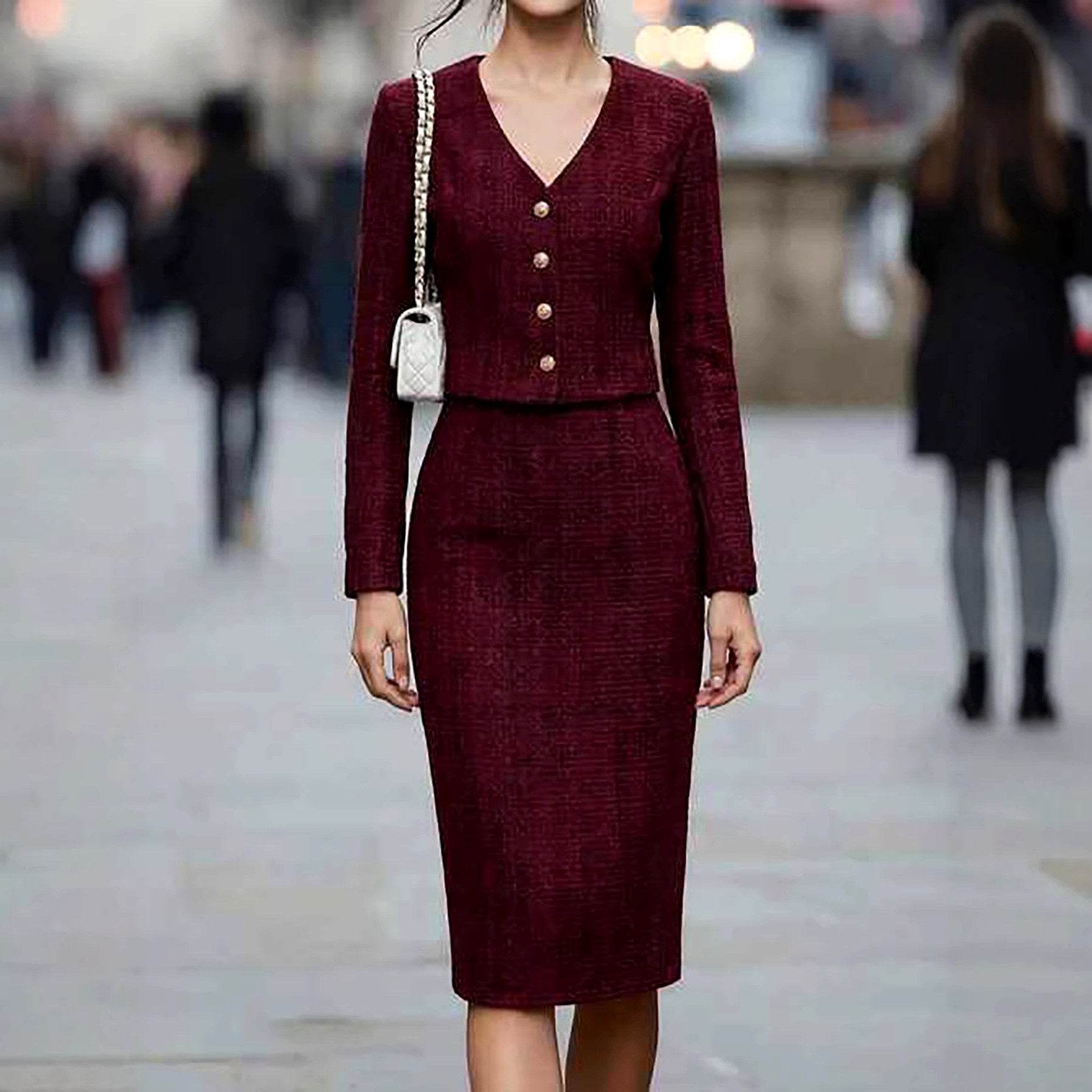 Ira - Women's Tailored Tweed Skirt Set 3