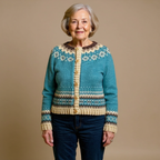 Iris - Women's Fair Isle Patterned Cardigan with Button Front