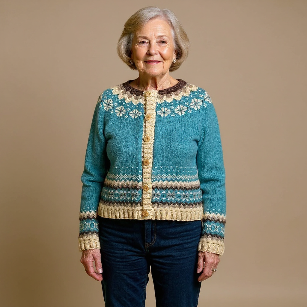 Iris - Women's Fair Isle Patterned Cardigan with Button Front