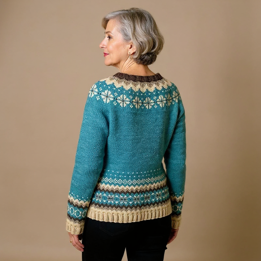 Iris - Women's Fair Isle Patterned Cardigan with Button Front