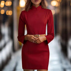 Irma - Women's Stand Collar Long Sleeve Bodycon Mini Dress 3