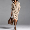 Isabel - Women’s High Neck Button Front Knit Dress 1