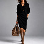Isabel - Women’s High Neck Button Front Knit Dress 2