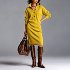 Isabel - Women’s High Neck Button Front Knit Dress 5