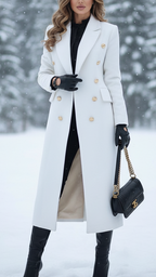 Isabella - Women's Double-Breasted Peak Lapel Longline Coat