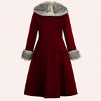 Isabelle - Women's Wool-Blend Coat with Faux Fur Trim 3