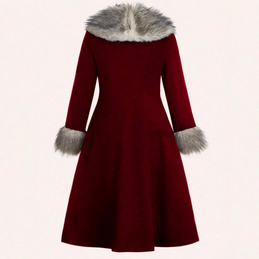 Isabelle - Women's Wool-Blend Coat with Faux Fur Trim 3