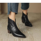 Jaira  - Women's Curved Topline Block Heel Boots 1