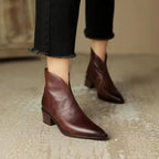Jaira  - Women's Curved Topline Block Heel Boots 3