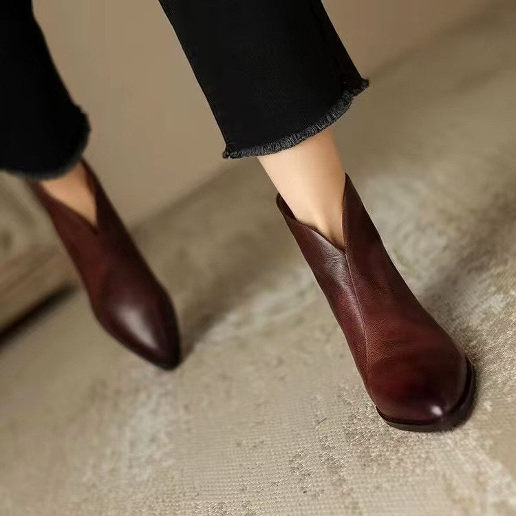 Jaira  - Women's Curved Topline Block Heel Boots 4