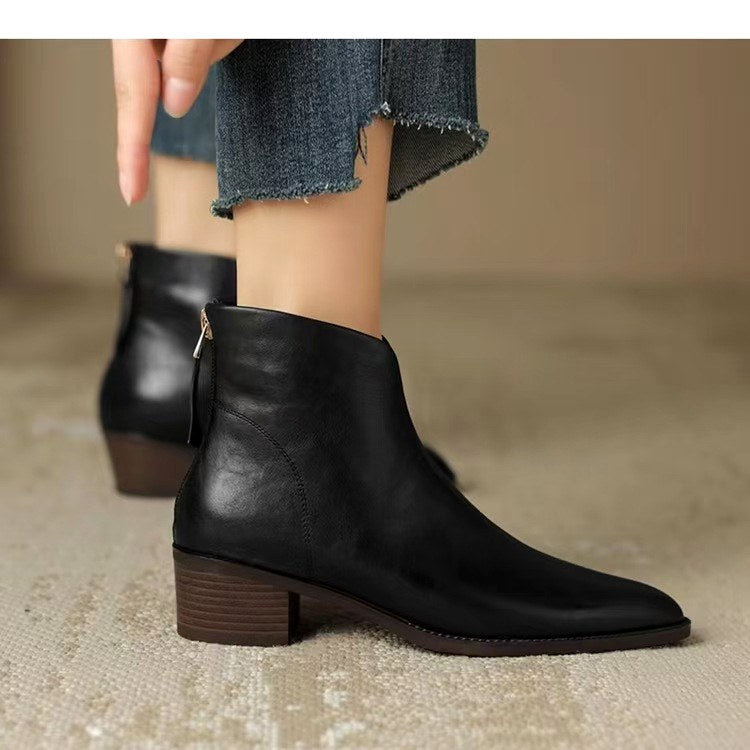 Jaira  - Women's Curved Topline Block Heel Boots 5