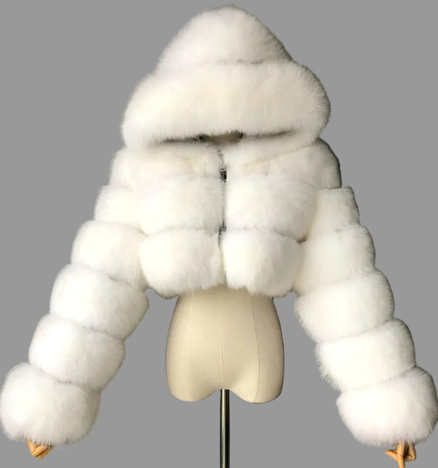 Jamil - Women's Cropped Faux Fur Jacket