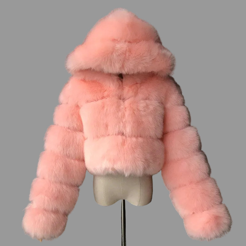 Jamil - Women's Cropped Faux Fur Jacket