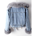 Jamilla - Women’s Denim Jacket with Faux Fur Trim 7