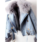 Jamilla - Women’s Denim Jacket with Faux Fur Trim 9