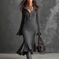 Jana - Women's Ribbed Zip Neck Knit Dress 1