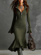 Jana - Women's Ribbed Zip Neck Knit Dress 3