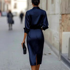 Janelle - Women's Collared Long Sleeve Pencil Dress with Belt 2