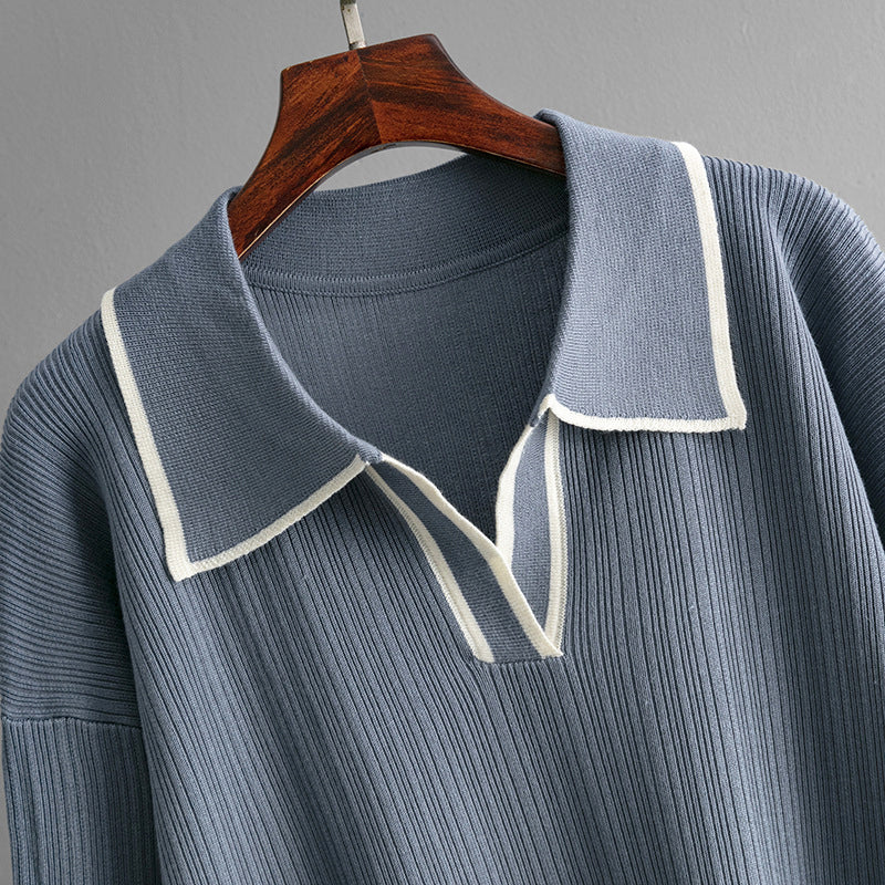 Janeth - Women's Collared Split-Neck Knit Set 