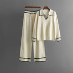 Janeth - Women's Collared Split-Neck Knit Set 