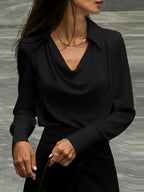 Jaslyn - Women's Draped Neck Long Sleeve Blouse 3