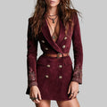 Jasmine - Women's Faux Suede Tailored Suit Dress 3