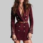 Jasmine - Women's Faux Suede Tailored Suit Dress 3