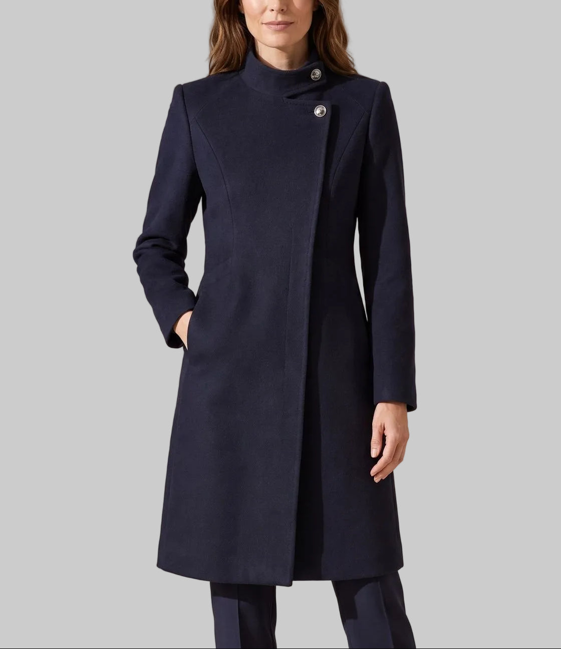 Jessie - Women’s Asymmetric Button Wool Coat