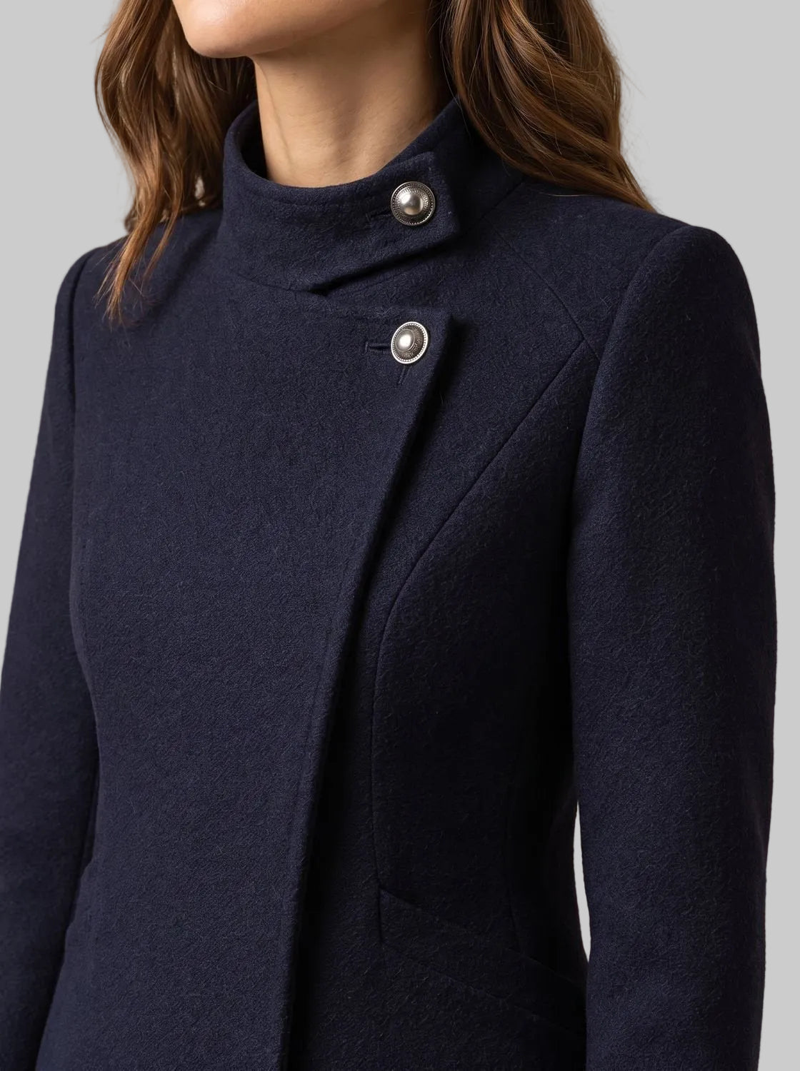 Jessie - Women’s Asymmetric Button Wool Coat
