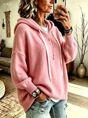 Jestine - Women's Hooded Loose Fit Sweater 4