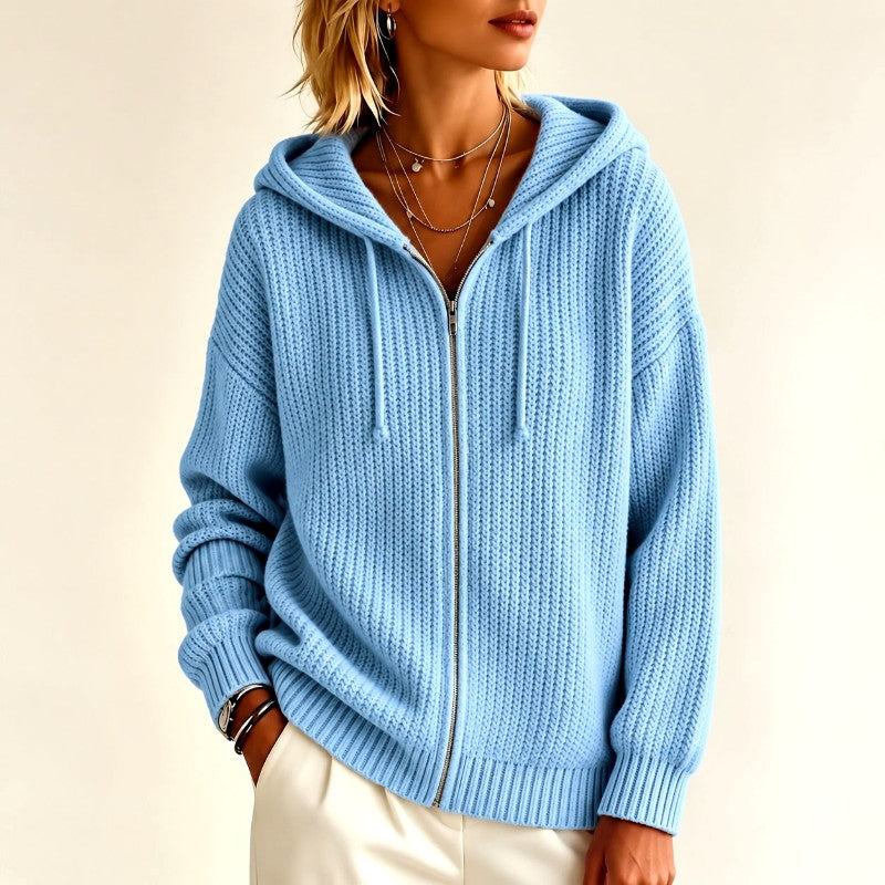 Jill - Women's Zip-Up Hooded Cardigan Sweater 4