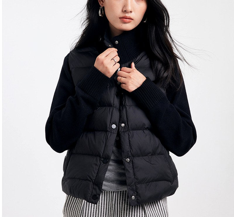 Jillian – Women's Knit Sleeve Puffer Jacket with High Collar 1